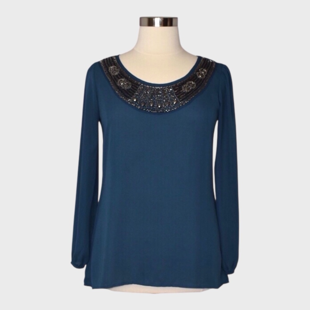 Studio Y Beaded Collar Blouse